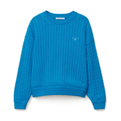 (Women) Alexander Wang FW21 Ribbed Knit Cotton Pullover Sweater Blue UKC3211030-430