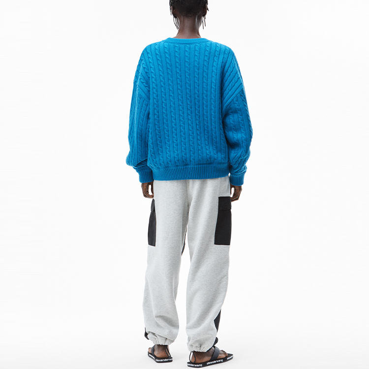 Shop (Women) Alexander Wang FW21 Ribbed Knit Cotton Pullover Sweater Blue UKC3211030-430
