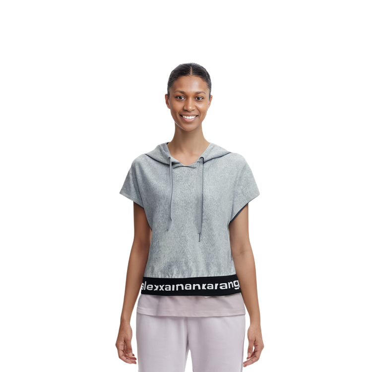 Shop (W) 亞歷山大王 FW21 灰色燈芯絨短袖連帽衫 4CC1201106-030