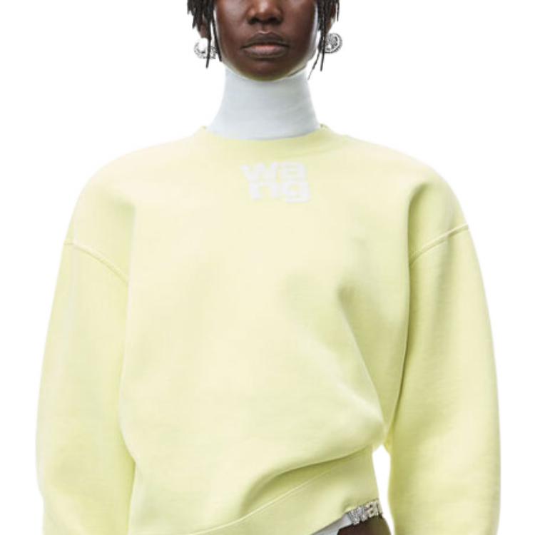 Lookbook (W) 亚历山大王FW21女士针织结构圆领卫衣浅黄色 4CC3211258-733