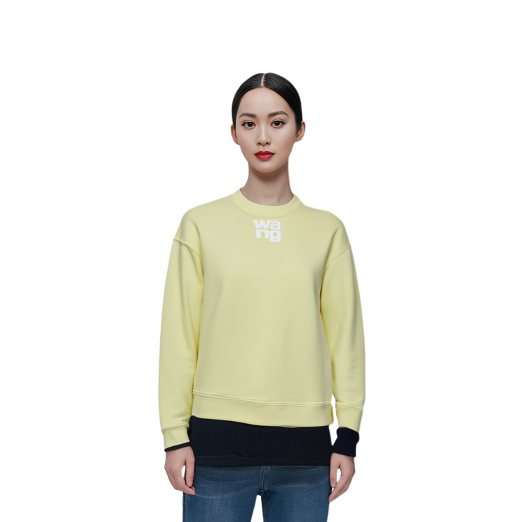 Sizing (W) 亚历山大王FW21女士针织结构圆领卫衣浅黄色 4CC3211258-733