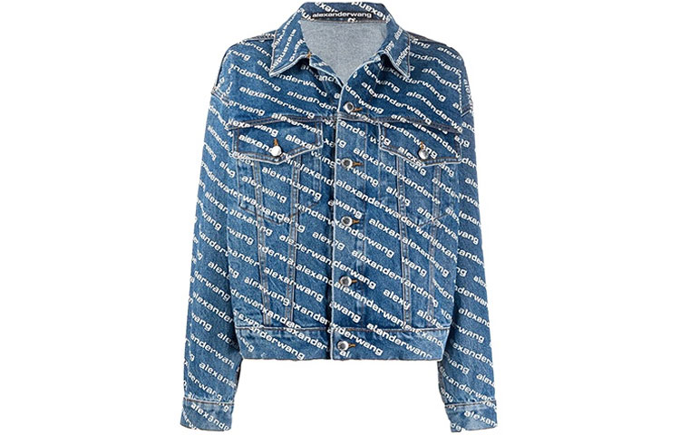 (Women) Alexander Wang FW21 Twill Logo Print Denim Jacket  - Blue 4DC1202645-460