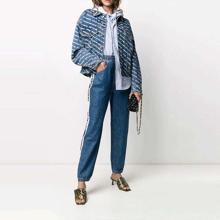 Lookbook (Women) Alexander Wang FW21 Twill Logo Print Denim Jacket  - Blue 4DC1202645-460