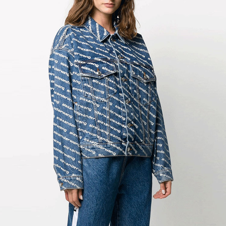 Purchase (Women) Alexander Wang FW21 Twill Logo Print Denim Jacket  - Blue 4DC1202645-460