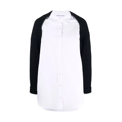(Women) Alexander Wang FW21 White Oversized Layered Long-Sleeve Shirt. 4KC4211002-965