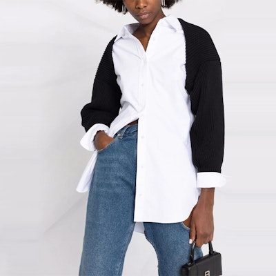 (W) Alexander Wang Kemeja Lengan Panjang Putih Oversized Layered FW21. 4KC4211002-965 Details for (W) Alexander Wang Kemeja Lengan Panjang Putih Oversized Layered FW21. 4KC4211002-965