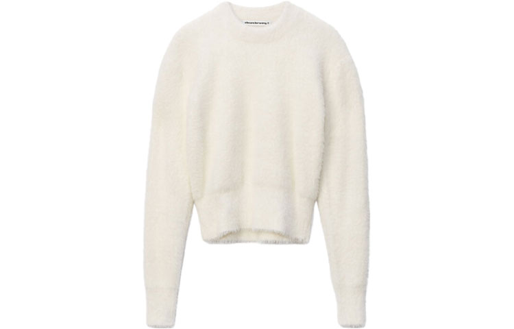 Order (W) アレキサンダーワン FW21 ホワイト スリムフィット クルーネック プルオーバー セーター 4KC4211036-106