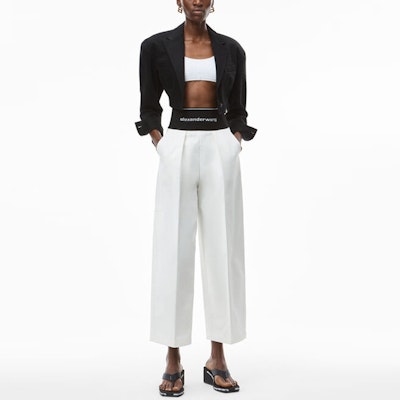 (W) Seluar Wide-Leg Alexander Wang FW21 dengan Logo Pinggang. 1WC2214357-110 Lookbook (W) Seluar Wide-Leg Alexander Wang FW21 dengan Logo Pinggang. 1WC2214357-110