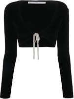 (Women) Alexander Wang FW22 Black Crystal Embellished Knitted Cropped Cardigan. 1KC1233033-001 (Women) Alexander Wang FW22 Black Crystal Embellished Knitted Cropped Cardigan. 1KC1233033-001