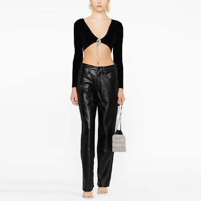 (W) 알렉산더 왕 FW22 블랙 크리스탈 장식 니트 크롭 가디건. 1KC1233033-001 Lookbook (W) 알렉산더 왕 FW22 블랙 크리스탈 장식 니트 크롭 가디건. 1KC1233033-001