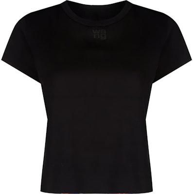 (W) Alexander Wang FW22 Kaos Hitam Logo Bordir Crewneck Reguler. 4CC3221358-001 Order (W) Alexander Wang FW22 Kaos Hitam Logo Bordir Crewneck Reguler. 4CC3221358-001