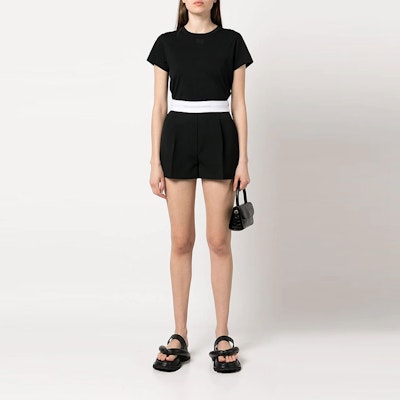 (W) Alexander Wang FW22 Kaos Hitam Logo Bordir Crewneck Reguler. 4CC3221358-001 Lookbook (W) Alexander Wang FW22 Kaos Hitam Logo Bordir Crewneck Reguler. 4CC3221358-001