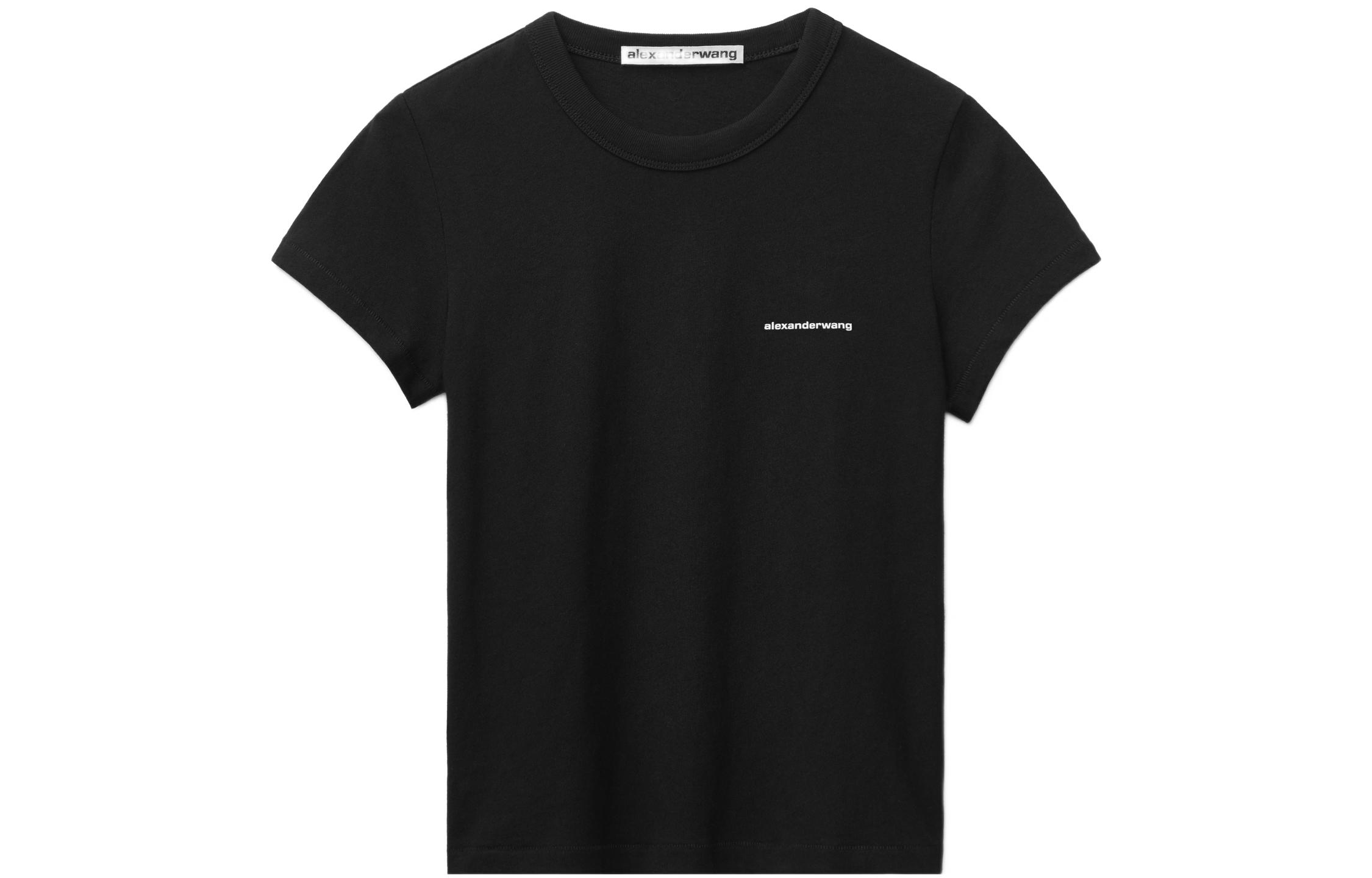 Order (W) Alexander Wang FW22 Kaos Hitam Logo Print Crewneck. 1CC2221634-001