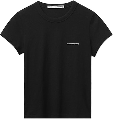 (W) Alexander Wang FW22 Kaos Hitam Logo Print Crewneck. 1CC2221634-001 Order (W) Alexander Wang FW22 Kaos Hitam Logo Print Crewneck. 1CC2221634-001