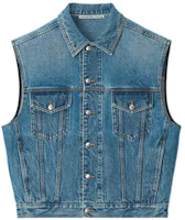 Order (W) Alexander Wang FW22 藍色丹寧單排扣背心素色馬甲 1WC4222302-473