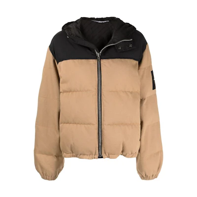(Women) Alexander Wang FW22 Brown Logo Patch Colorblock Hoodie Jacket 4DC3222153-250
