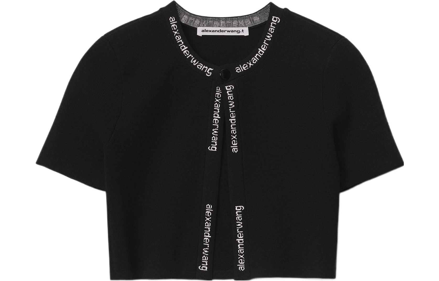 (Women) Alexander Wang FW22  Jacquard Logo Knit Crop Cardigan. 4KC3223018-001