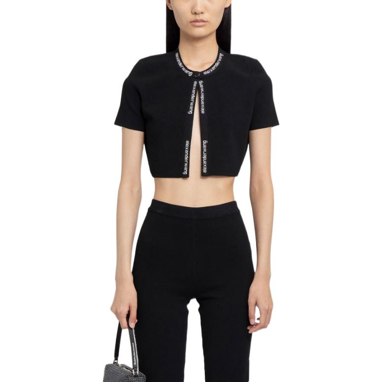 Lookbook (W) アレキサンダー ワン FW22 ジャカード ロゴ ニット クロップ カーディガン. 4KC3223018-001