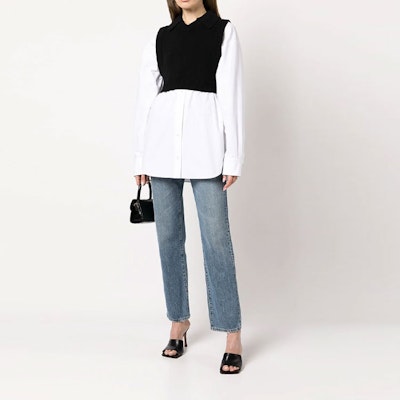 (W) Alexander Wang FW22 Sweater Layered Colorblock Putih 4KC3221006-951 Lookbook (W) Alexander Wang FW22 Sweater Layered Colorblock Putih 4KC3221006-951