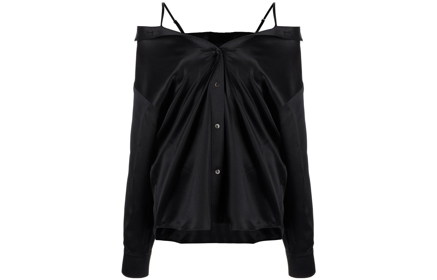 Order (W) Alexander Wang FW22 黑色露肩長袖襯衫 4WC1231383-001