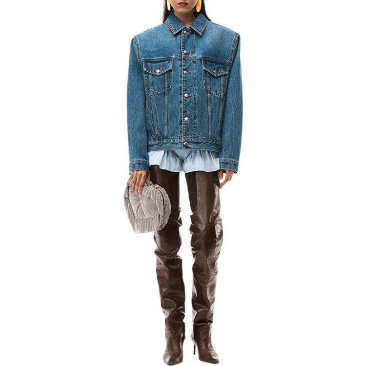 Lookbook (W) Alexander Wang FW22 Chaqueta Vaquera Azul de Color Sólido Denim 1WC4222301-473