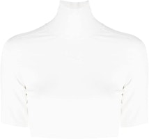 (Women) Alexander Wang FW22 White Cropped Turtleneck Short Sleeve Tee 4KC1231034-104 (Women) Alexander Wang FW22 White Cropped Turtleneck Short Sleeve Tee 4KC1231034-104