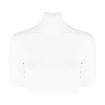 (Women) Alexander Wang FW22 White Cropped Turtleneck Short Sleeve Tee 4KC1231034-104