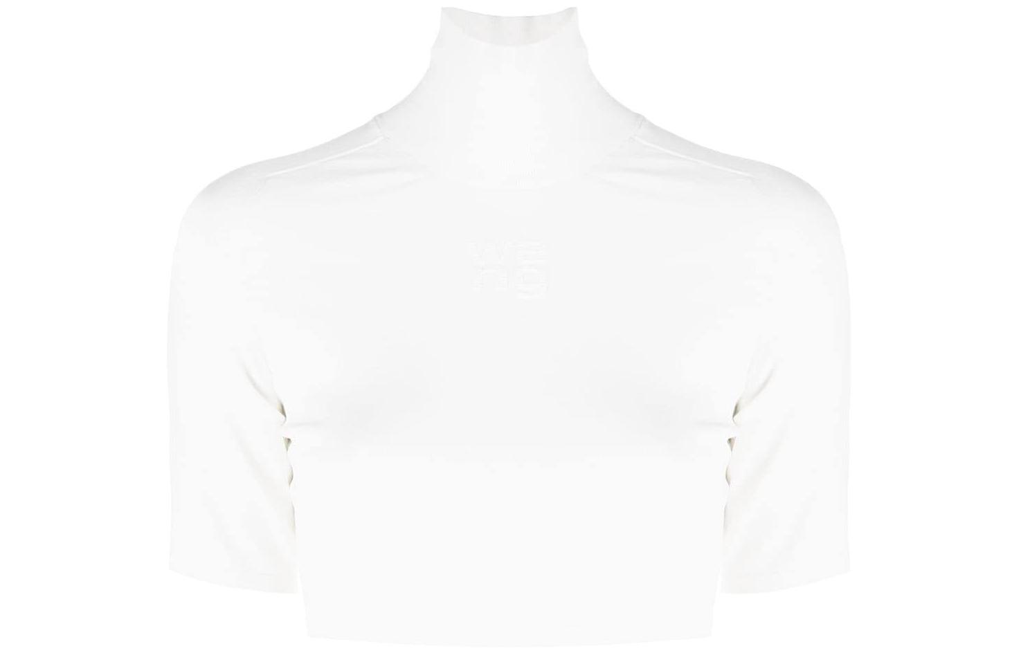 Order (Women) Alexander Wang FW22  White Cropped Turtleneck Short Sleeve Tee 4KC1231034-104