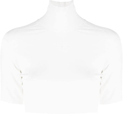 (Women) Alexander Wang FW22 White Cropped Turtleneck Short Sleeve Tee 4KC1231034-104 Order (Women) Alexander Wang FW22 White Cropped Turtleneck Short Sleeve Tee 4KC1231034-104