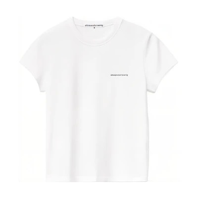 (Women) Alexander Wang FW22 White Letter Print Crew Neck T-Shirt 1CC2221634-100