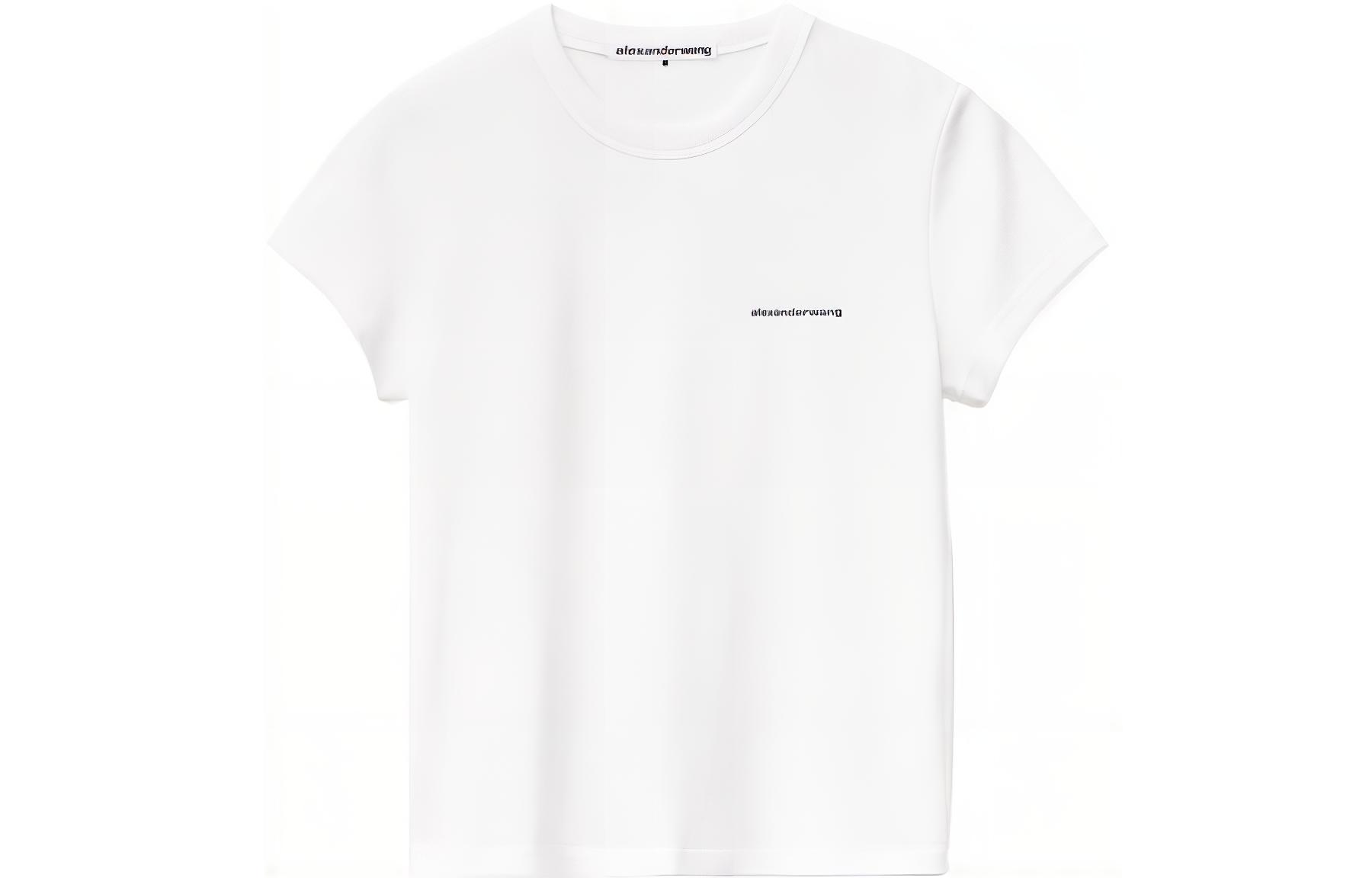 Order (W) Alexander Wang FW22 Camiseta Blanca Estampado Letras Cuello Redondo 1CC2221634-100