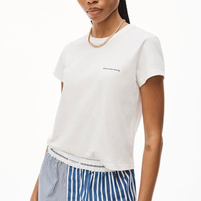 (W) Alexander Wang FW22 Camiseta Blanca Estampado Letras Cuello Redondo 1CC2221634-100 Details for (W) Alexander Wang FW22 Camiseta Blanca Estampado Letras Cuello Redondo 1CC2221634-100