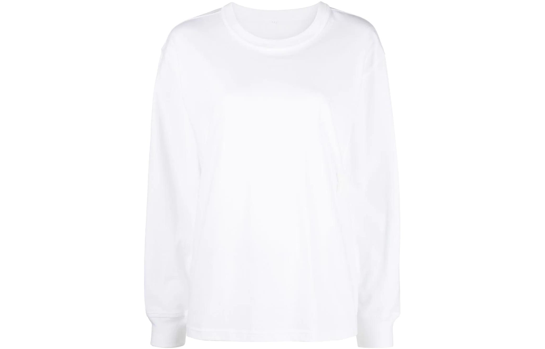(Women) Alexander Wang FW22  White Logo Embroidered Long Sleeve Sweatshirt. 4CC3221356-100