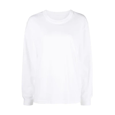(Women) Alexander Wang FW22 White Logo Embroidered Long Sleeve Sweatshirt. 4CC3221356-100