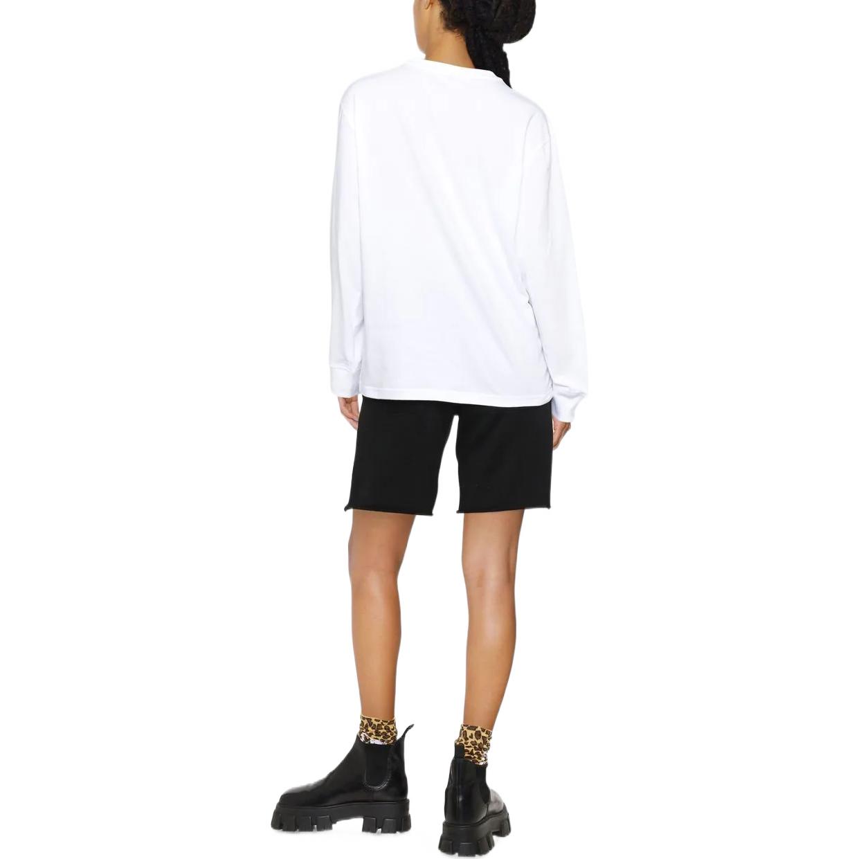 Shop (Women) Alexander Wang FW22  White Logo Embroidered Long Sleeve Sweatshirt. 4CC3221356-100