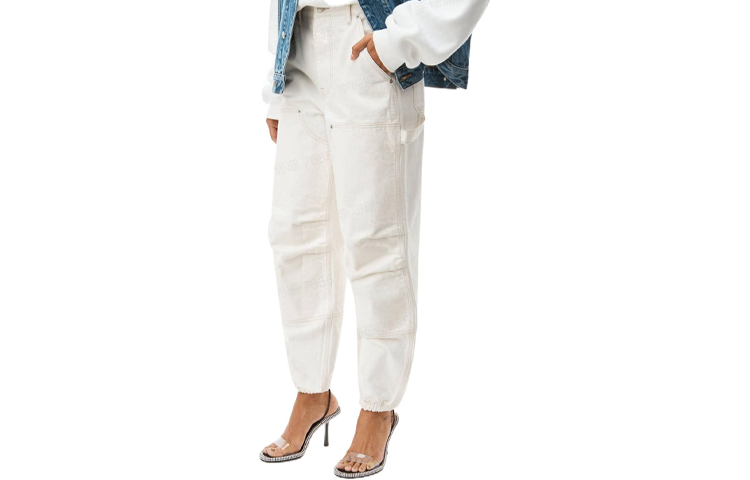 (Women) Alexander Wang FW22  White Mid-Rise Casual Cargo Pants. 4DC4224232120