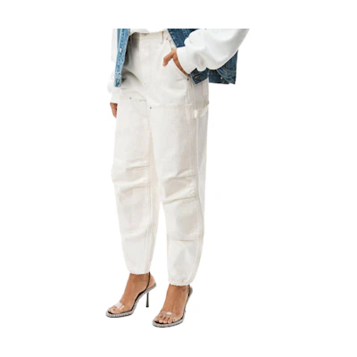 (Women) Alexander Wang FW22 White Mid-Rise Casual Cargo Pants. 4DC4224232120