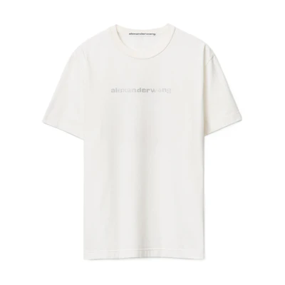 (Women) Alexander Wang FW22 White Oversized Letter Print Crewneck T-Shirt. UCC4221557-110