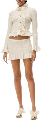 (Women) Alexander Wang FW22 White Ruched Ruffle Cropped Slim Jacket Long Sleeve 1CC32-2237-2120 Lookbook (Women) Alexander Wang FW22 White Ruched Ruffle Cropped Slim Jacket Long Sleeve 1CC32-2237-2120