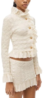 (Women) Alexander Wang FW22 White Ruched Ruffle Cropped Slim Jacket Long Sleeve 1CC32-2237-2120 Purchase (Women) Alexander Wang FW22 White Ruched Ruffle Cropped Slim Jacket Long Sleeve 1CC32-2237-2120