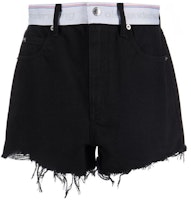(Women) Alexander Wang FW22 Bite Contrast Waist Denim Shorts Women’s Black Casual Shorts 4DC1234390-011 (Women) Alexander Wang FW22 Bite Contrast Waist Denim Shorts Women’s Black Casual Shorts 4DC1234390-011