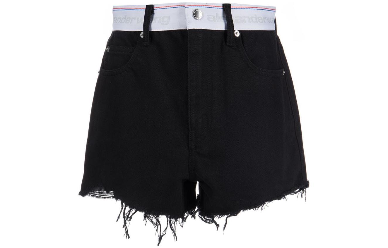 Order (Women) Alexander Wang FW22 Bite Contrast Waist Denim Shorts Women’s Black Casual Shorts 4DC1234390-011