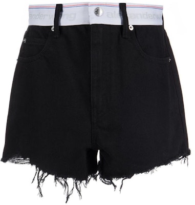 (Women) Alexander Wang FW22 Bite Contrast Waist Denim Shorts Women’s Black Casual Shorts 4DC1234390-011 Order (Women) Alexander Wang FW22 Bite Contrast Waist Denim Shorts Women’s Black Casual Shorts 4DC1234390-011
