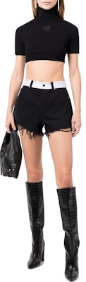 (Women) Alexander Wang FW22 Bite Contrast Waist Denim Shorts Women’s Black Casual Shorts 4DC1234390-011 Lookbook (Women) Alexander Wang FW22 Bite Contrast Waist Denim Shorts Women’s Black Casual Shorts 4DC1234390-011