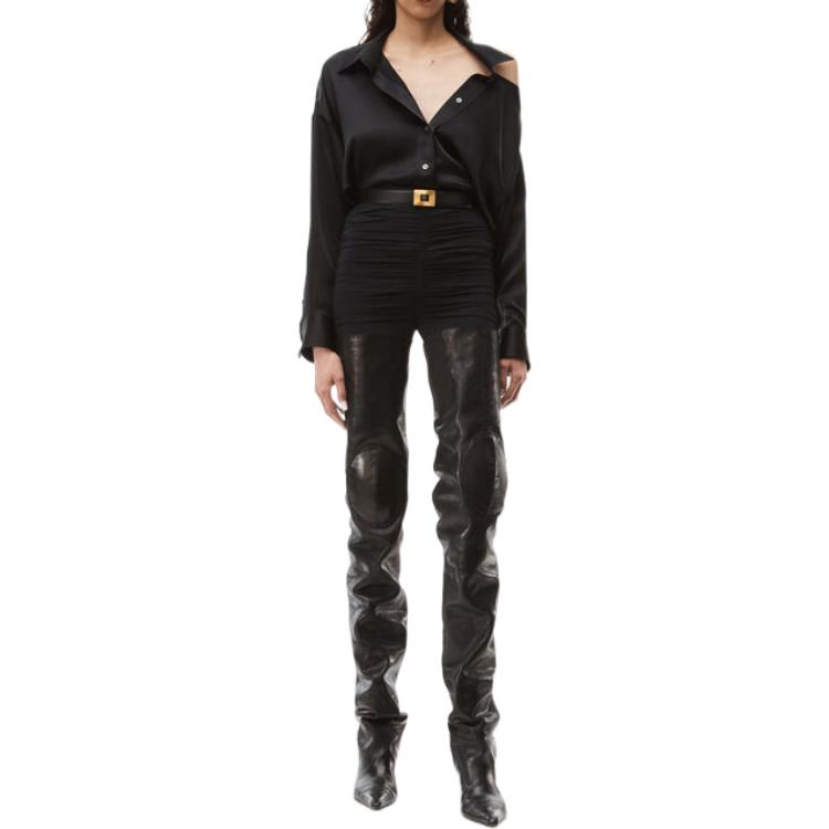 Lookbook (Women) Alexander Wang FW22 Black Off-Shoulder Long Sleeve Shirt for Women. 4WC4221363-001
