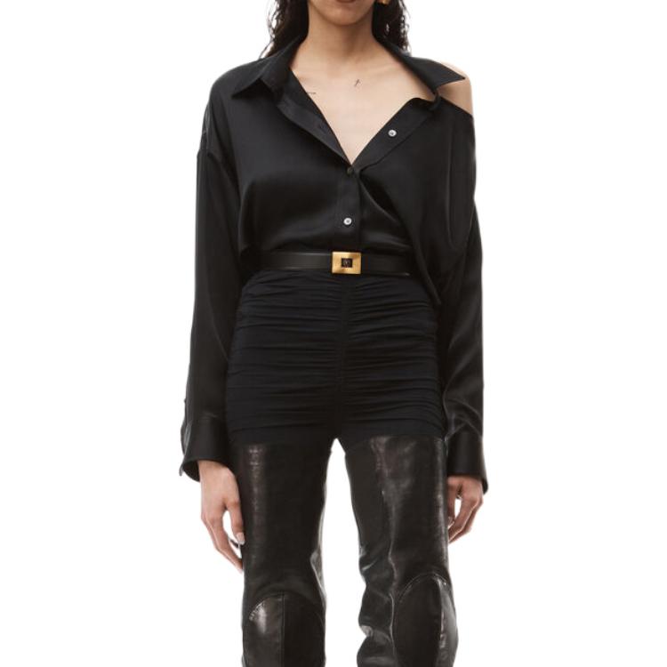 Purchase (Women) Alexander Wang FW22 Black Off-Shoulder Long Sleeve Shirt for Women. 4WC4221363-001