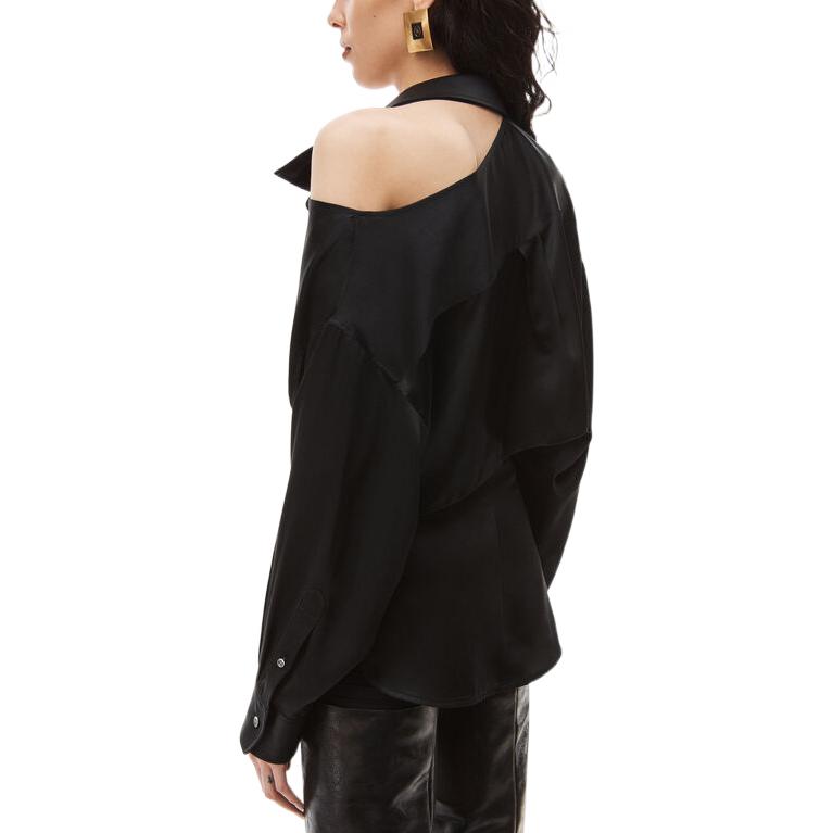 Details for (Women) Alexander Wang FW22 Black Off-Shoulder Long Sleeve Shirt for Women. 4WC4221363-001