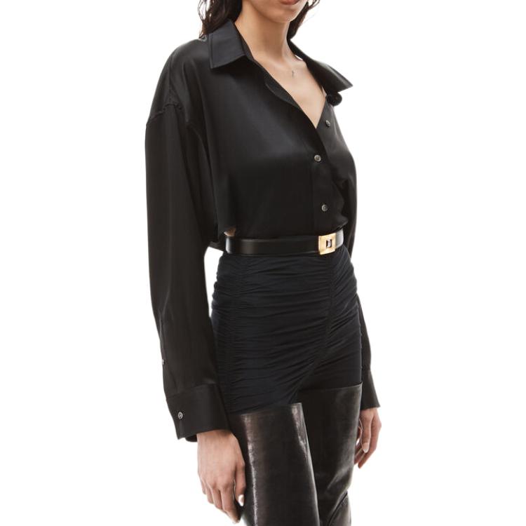 Sizing (Women) Alexander Wang FW22 Black Off-Shoulder Long Sleeve Shirt for Women. 4WC4221363-001