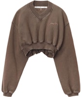(Women) Alexander Wang FW22 Brown Embroidered Logo V-Neck Cropped Sweatshirt 1CC4211507-205 (Women) Alexander Wang FW22 Brown Embroidered Logo V-Neck Cropped Sweatshirt 1CC4211507-205
