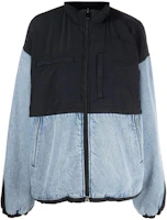 (Women) Alexander Wang FW22 Colorblock Stand Collar Oversized Jacket Women Blue/Black 4DC1232371-442 (Women) Alexander Wang FW22 Colorblock Stand Collar Oversized Jacket Women Blue/Black 4DC1232371-442